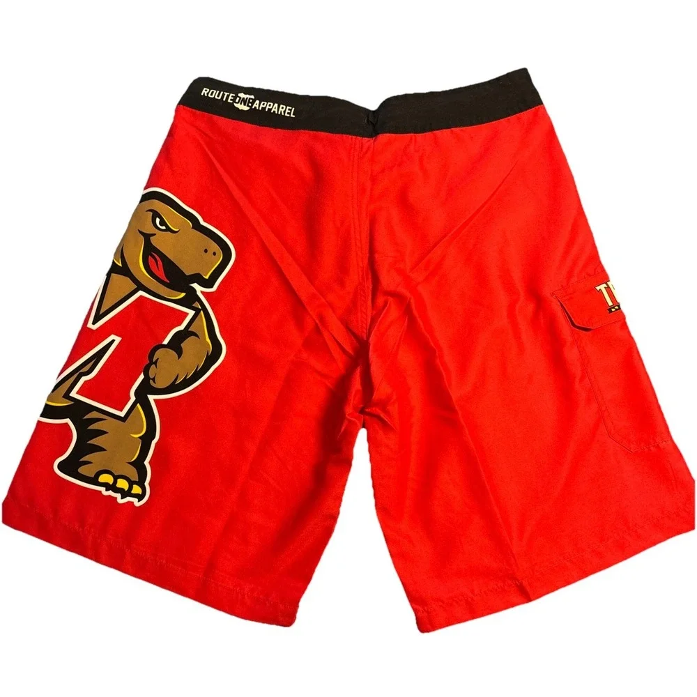 Route One Apparel Men's Red Maryland Terps Board Shorts Size 32